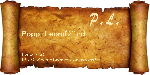Popp Leonárd névjegykártya